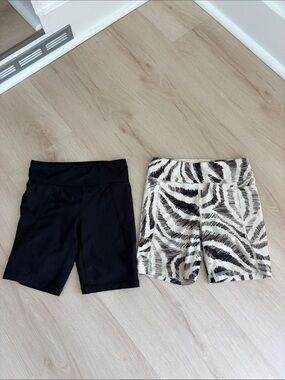 Black and Beige Zebra-Print kids Active Shorts